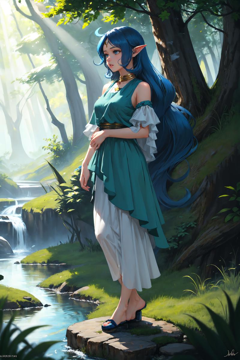 23858-2799875150-masterpiece best quality absurdres standing 1girl nayru  forest river sunlight.png